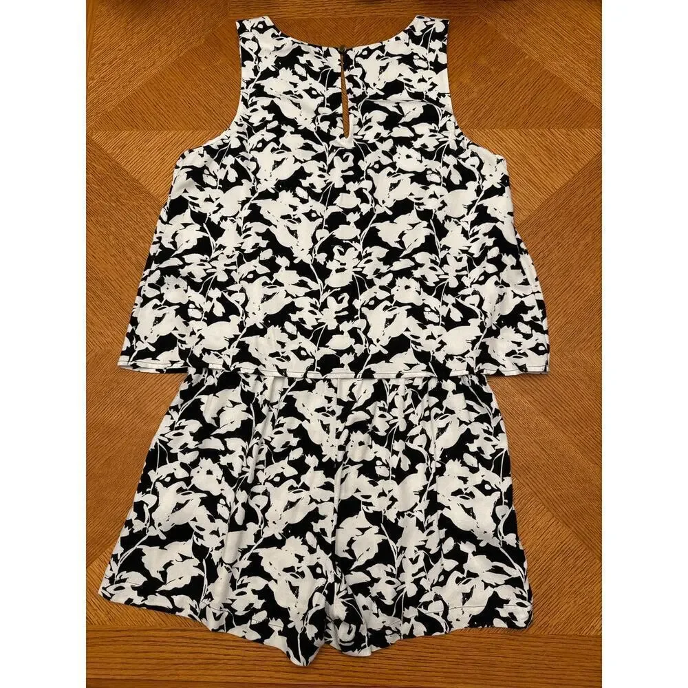Banana Republic Black and White Layered Romper Size 12 - Picture 2 of 6